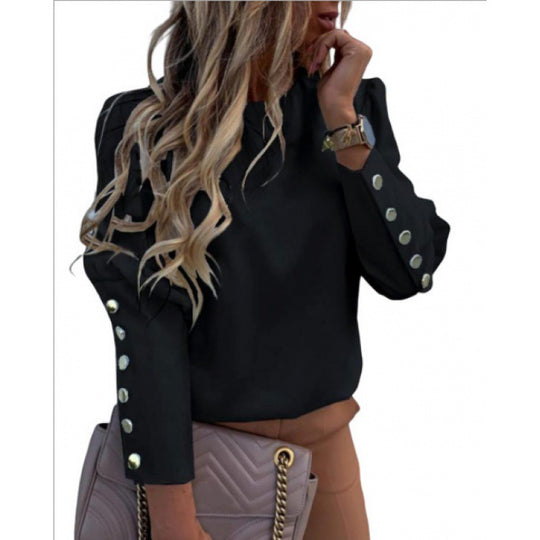 Damen Leichte Bluse mit Leopardenprint, Ballonärmeln und Zierknopfleiste Shop Nory