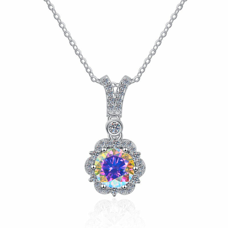 Damen Halskette mit elegantem Blumenanhänger und funkelndem Zirkonia Shop Nory