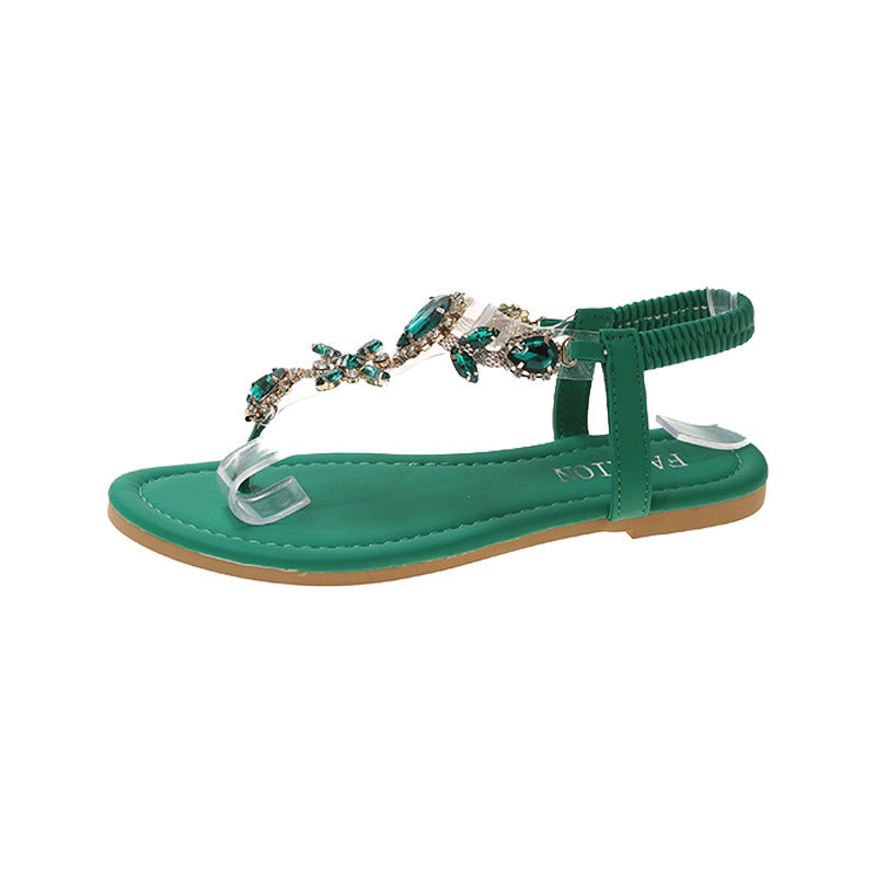 Damen elegante Zehentrenner-Sandalen mit funkelndem Strass