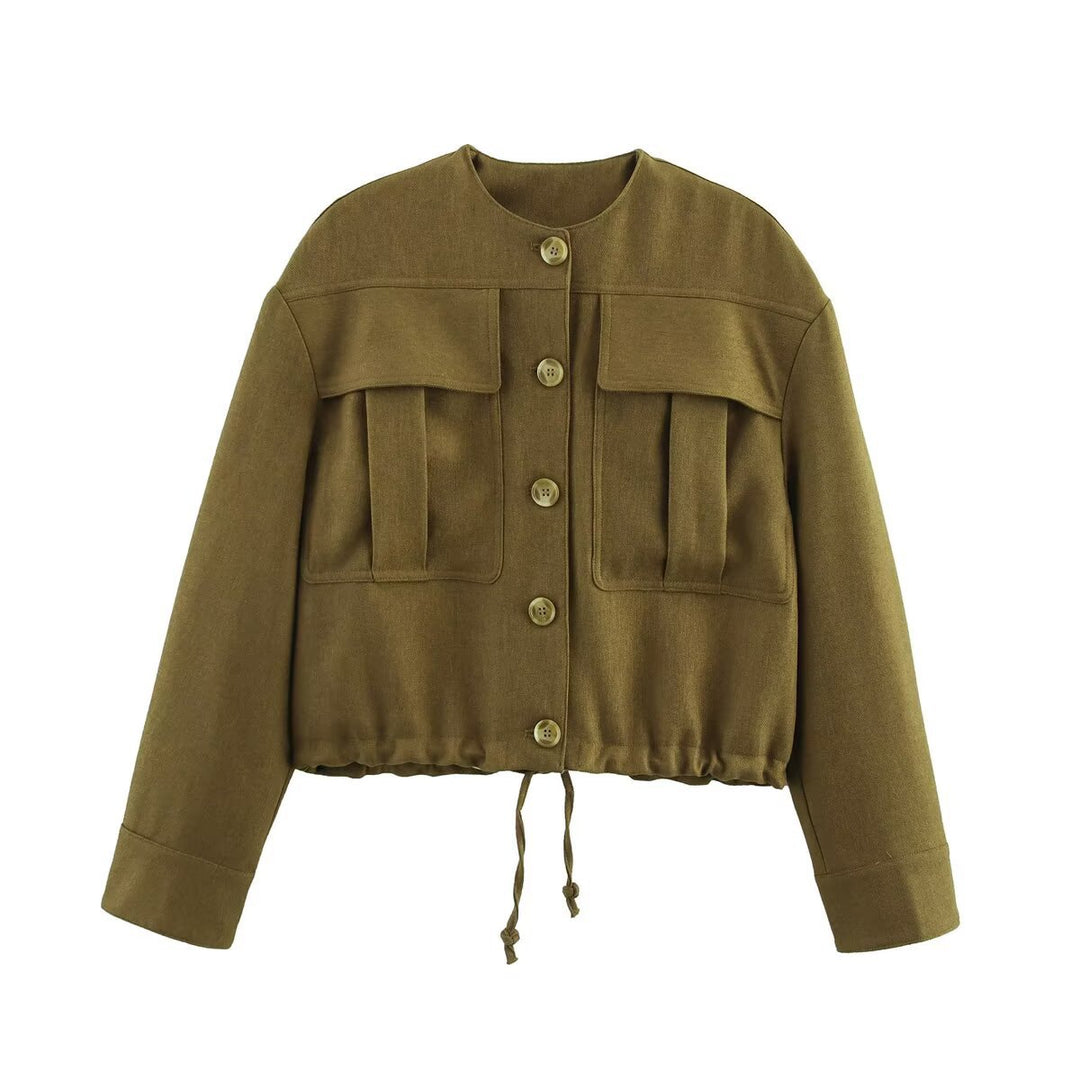 Damen Cropped Fieldjacke mit aufgesetzten Pattentaschen und Kordelzug Shop Nory