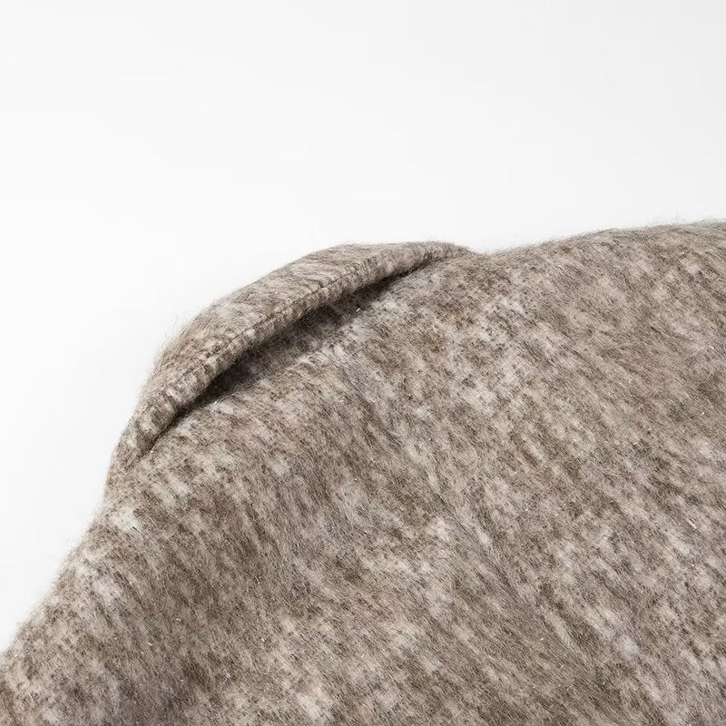 Damen Boxy Wollmix-Blazer-Mantel mit Bouclé‑Struktur, Reverskragen und Pattentaschen Shop Nory