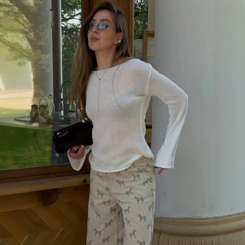 Damen Grobstrick-Pullover mit weitem U-Boot-Ausschnitt & extraweiten Trompetenärmeln Shop Nory