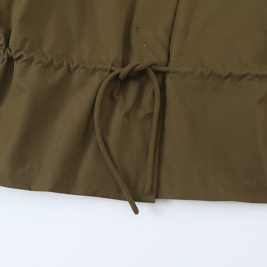Damen Kurzjacke mit Tunnelzug-Taille, hohem Stehkragen und asymmetrischer Knopfleiste Shop Nory