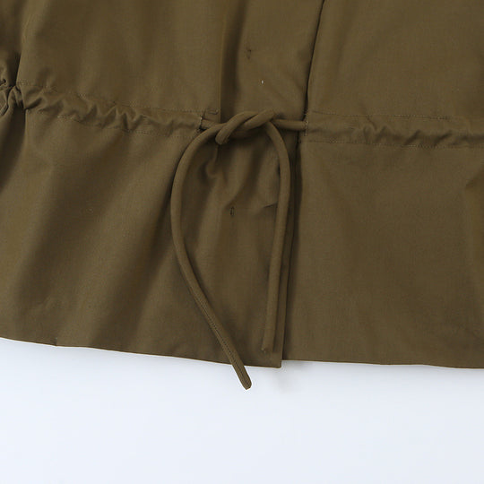 Damen Kurzjacke mit Tunnelzug-Taille, hohem Stehkragen und asymmetrischer Knopfleiste Shop Nory