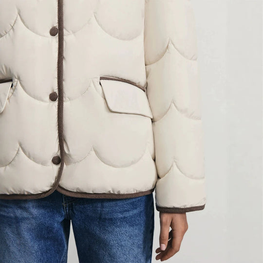 Damen gesteppte Kurzjacke mit Wellensteppung und Cordkragen Shop Nory