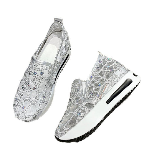 Damen Plateausneaker mit verstecktem Keil und Spitzenbesatz Shop Nory