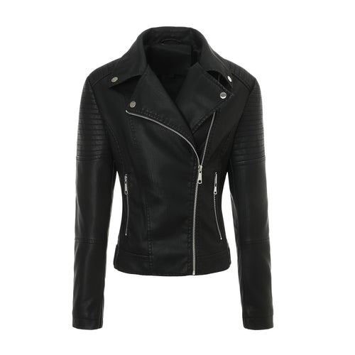 Damen Taillierte Bikerjacke aus Kunstleder mit gesteppter Schulterpartie und asymmetrischem Reißverschluss Shop Nory