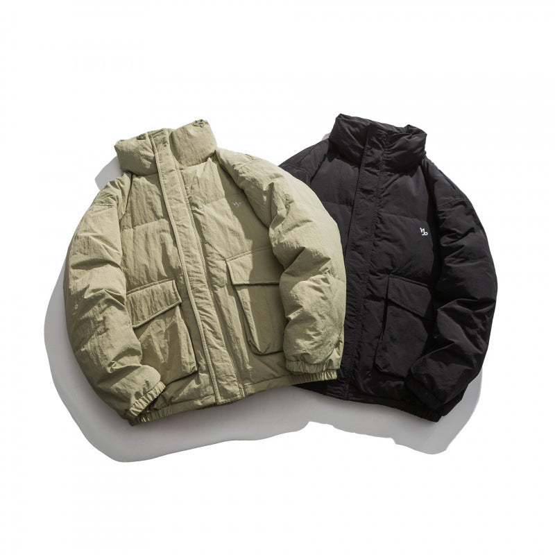 Unisex Oversize wattierte Steppjacke mit hohem Stehkragen, großen Pattentaschen und Crinkle-Effekt Shop Nory