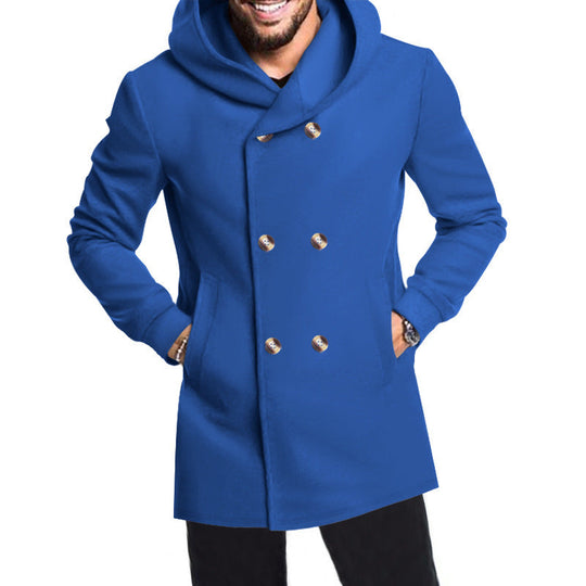 Herren Modische Doppelreihige Jacke mit Kapuze