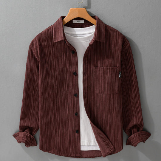 Herren Cord-Overshirt mit feiner Streifenstruktur und aufgesetzter Brusttasche Shop Nory