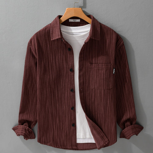 Herren Cord-Overshirt mit feiner Streifenstruktur und aufgesetzter Brusttasche Shop Nory