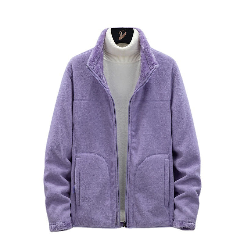Damen Kuschelige Fleecejacke mit Teddyfutter, Stehkragen und Zwei Reißverschlusstaschen Shop Nory