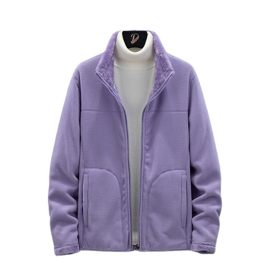 Damen Kuschelige Fleecejacke mit Teddyfutter, Stehkragen und Zwei Reißverschlusstaschen Shop Nory