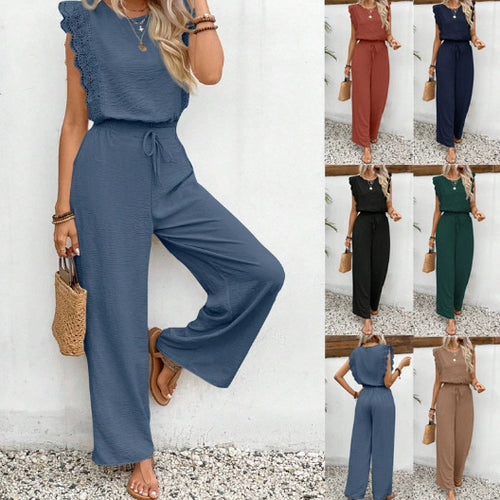 Damen Zweiteiliges Set aus Top und Palazzo-Hose mit Spitzenvolant Shop Nory