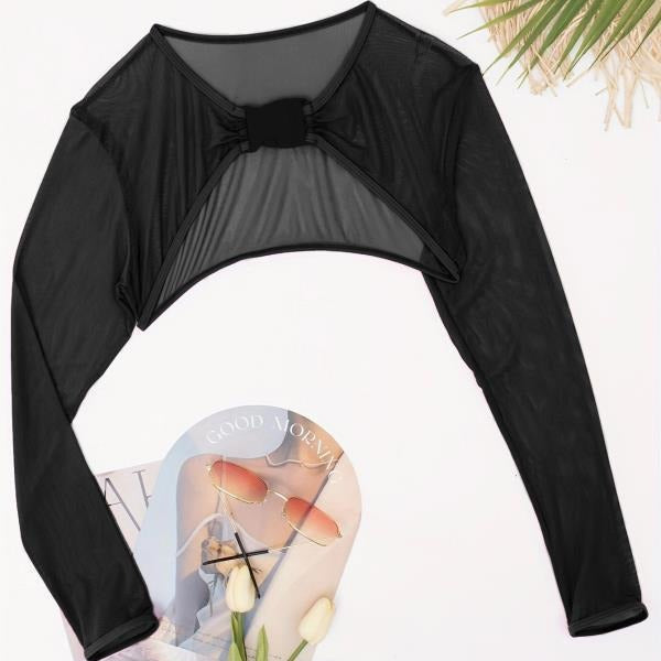 Damen Modischer Mesh-Oberteil mit langer Arm