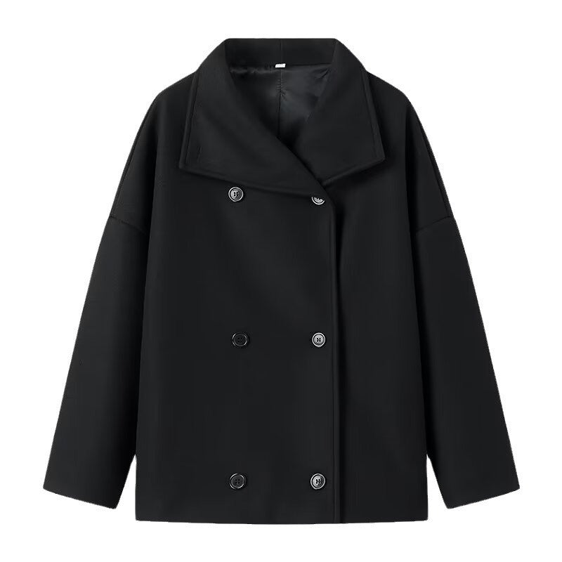 Damen Kurzmantel im Oversize‑Cut mit Doppelreiher und weitem Umschlagkragen Shop Nory