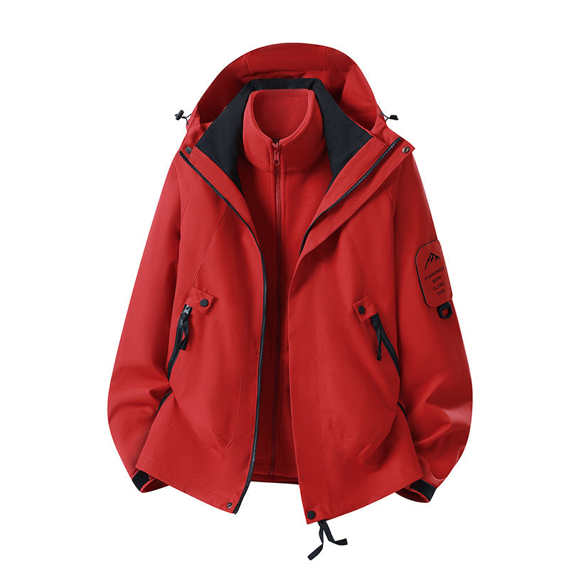 Herren Zwei-in-eins Wetterschutzjacke mit abnehmbarer Steppweste und verstellbarer Kapuze Shop Nory