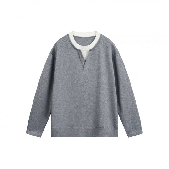 Herren Leichter Feinstrick-Henley-Pullover mit Kontrastkragen und Relaxed-Schnitt Shop Nory