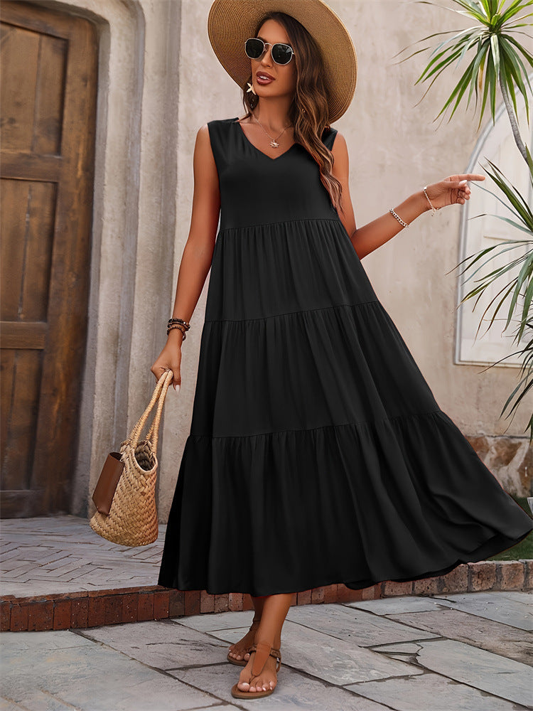 Spleißkleid mit V-Ausschnitt