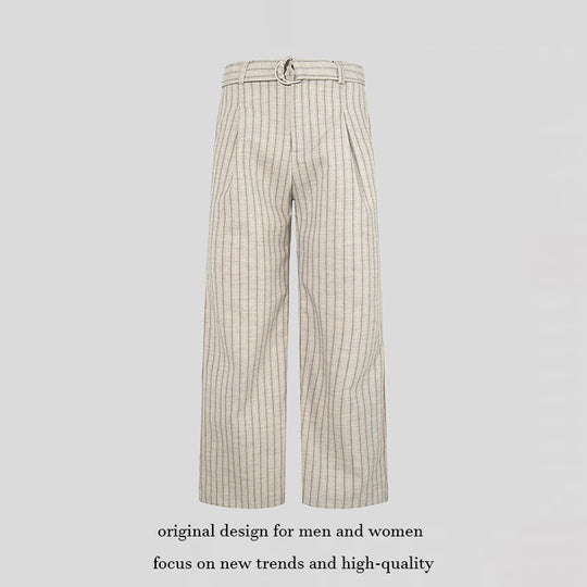 Damen Weite Leinen-Mix Culotte-Hose mit Hochbund und D-Ring-Gürtel Shop Nory
