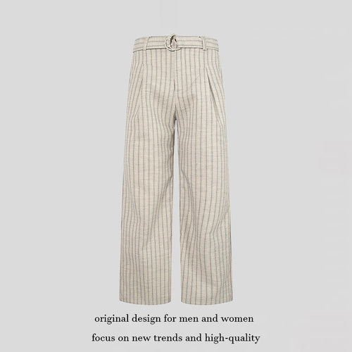 Damen Weite Leinen-Mix Culotte-Hose mit Hochbund und D-Ring-Gürtel Shop Nory