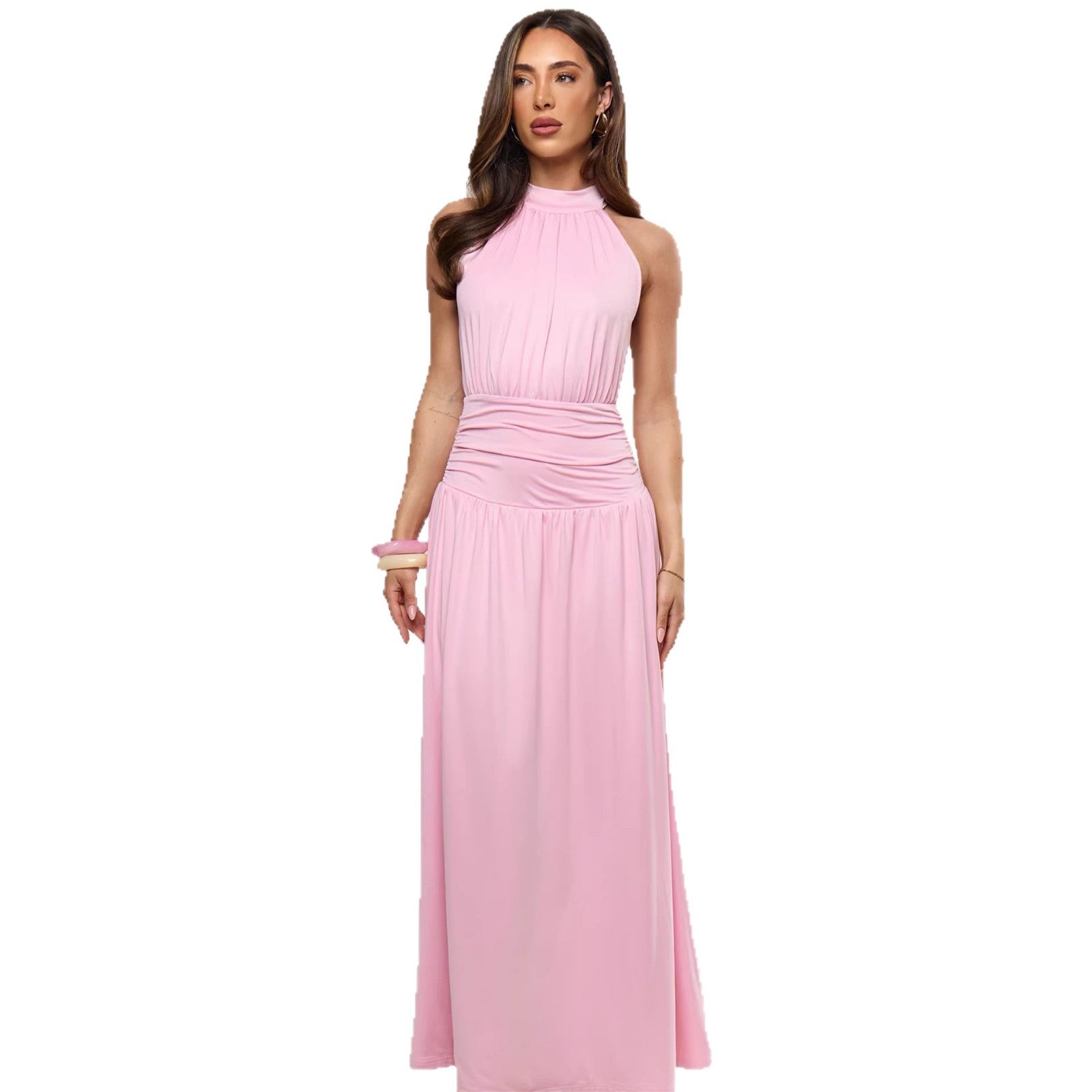 Damen Elegantes Maxikleid mit schimmerndem Stoff und hohem Schlitz Shopnory