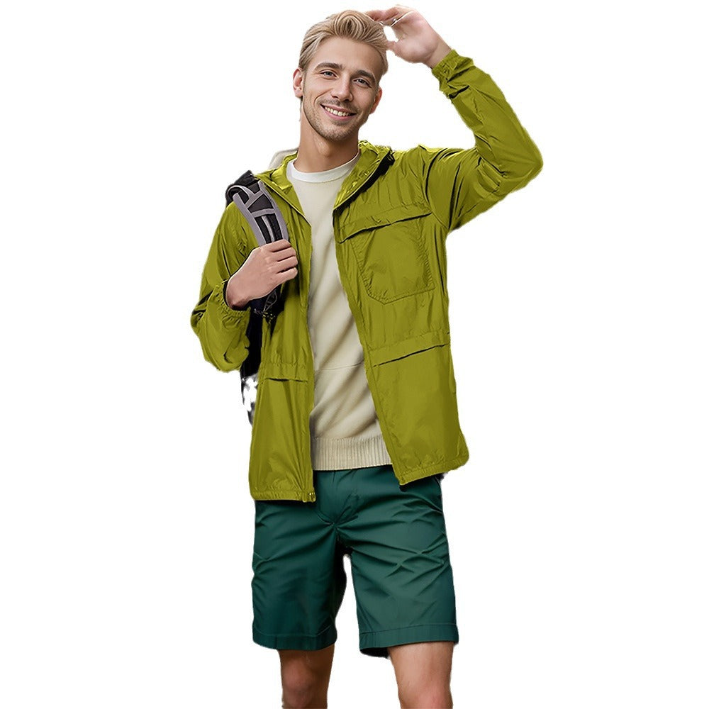 Herren Leichte atmungsaktive Outdoor-Windjacke mit Kapuze und Reißverschluss Shop Nory