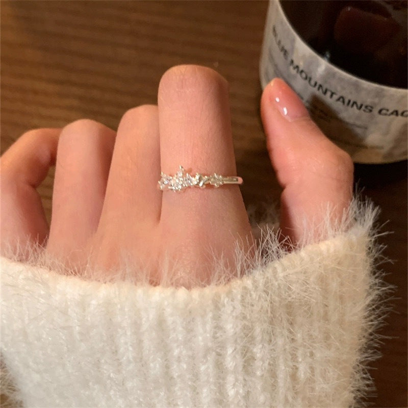 Damen Offener Ring mit funkelndem Edelstein-Design Shop Nory
