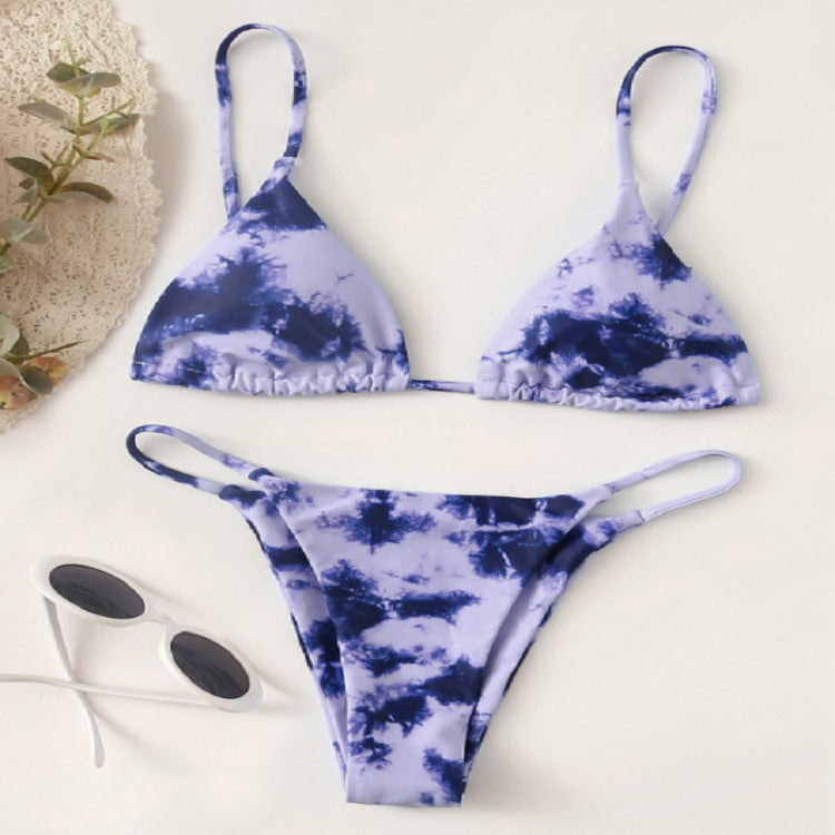 Damen Triangel-Bikini mit modischem Batikdesign