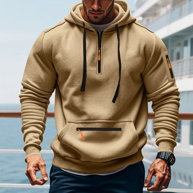 Herren sportlicher Kapuzenpullover mit praktischem Zwei-Wege-Reißverschluss und seitlichen Taschen