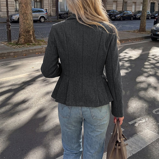 Damen Doppelreihiger taillierter Blazer mit Schößchen Shop Nory