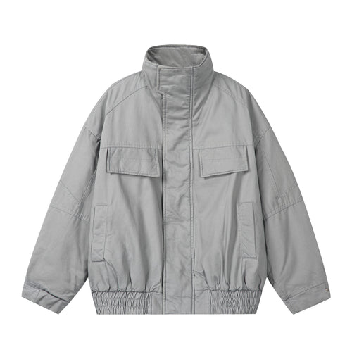 Unisex Boxy-Fieldjacke mit hohem Stehkragen, Pattentaschen und elastischem Saum Shop Nory
