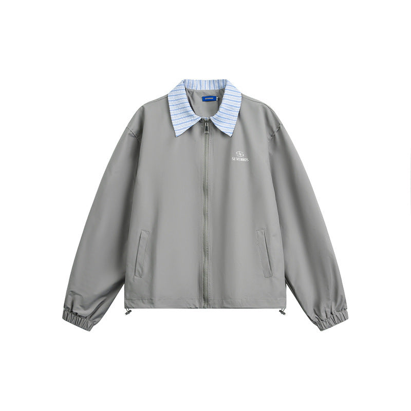 Herren Leichte Boxy-Übergangsjacke mit Kontrastkragen Elastischen Saumabschlüssen und Verdeckt Reißverschluss Shop Nory