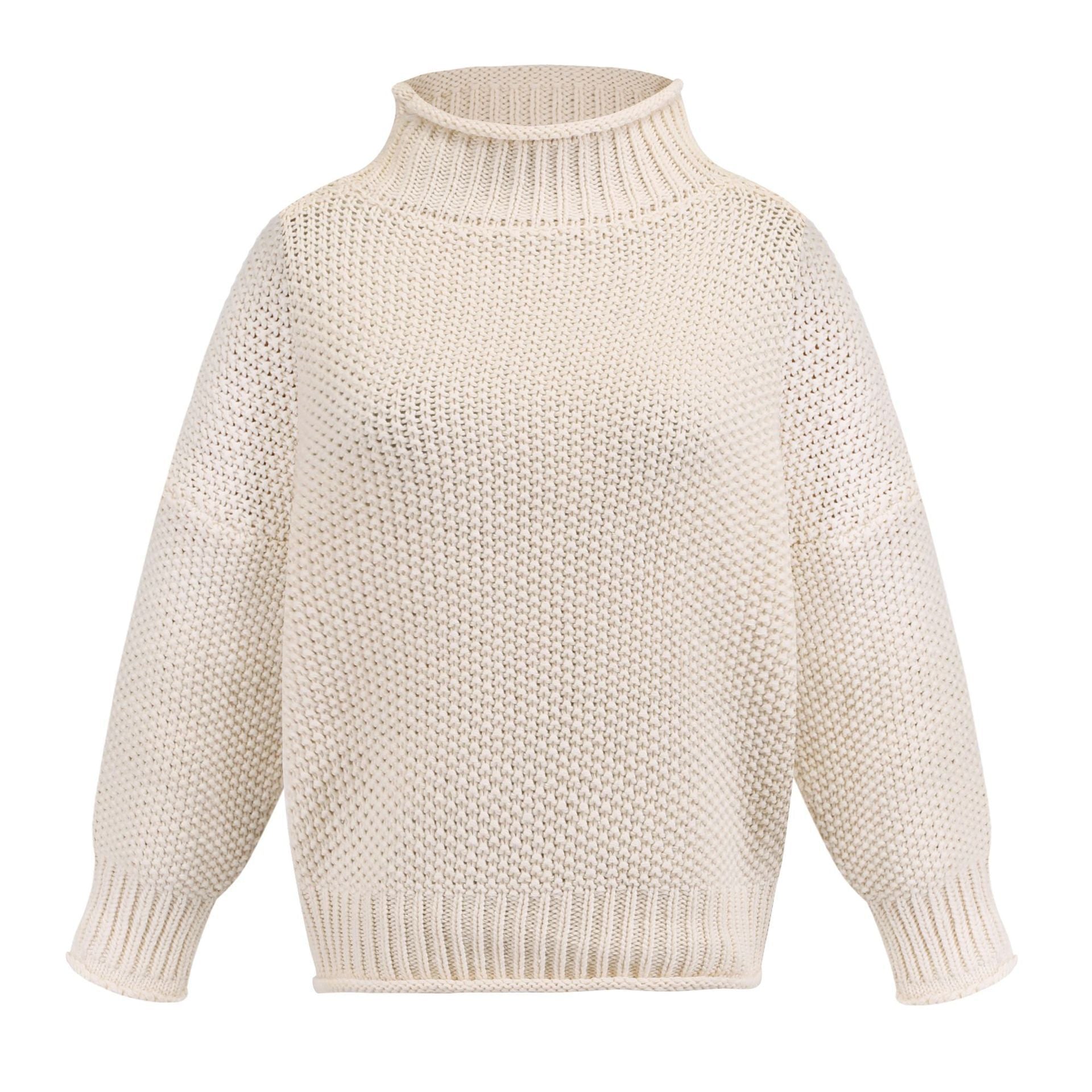 Damen Gemütlicher Pullover mit hohem Kragen und strukturierter Maschenoptik