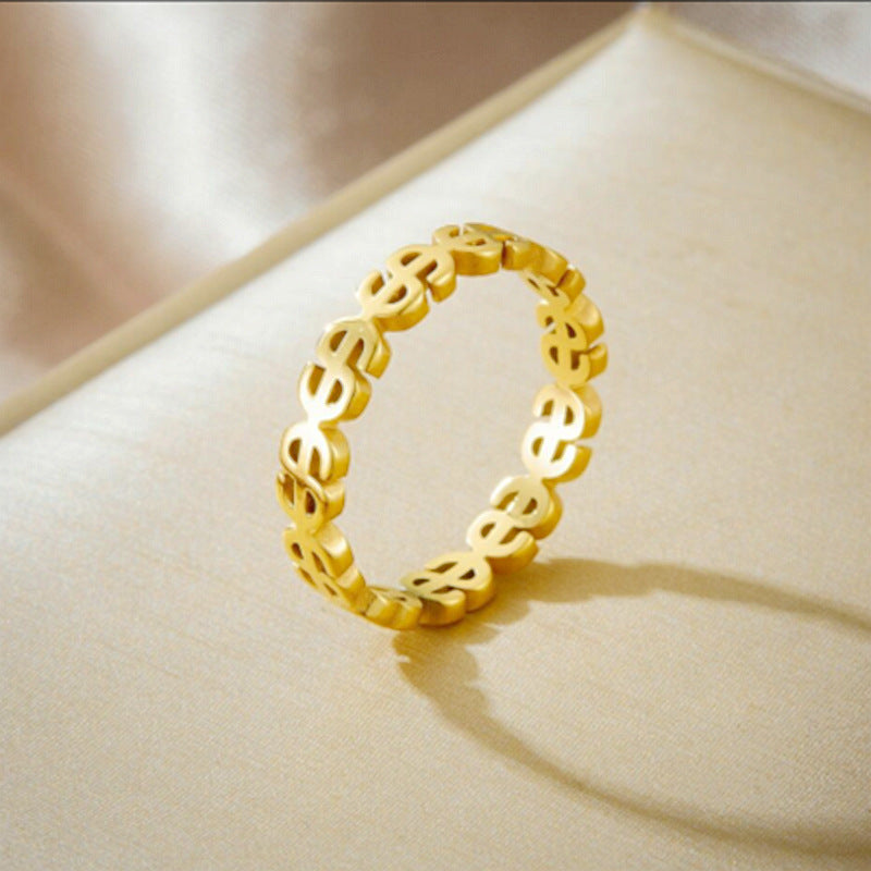 Damen Ring mit gehobenem Geldsymbol-Design Shop Nory