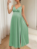 Damen Elegantes Maxikleid mit Spitzenakzenten und fließendem Rock Shopnory