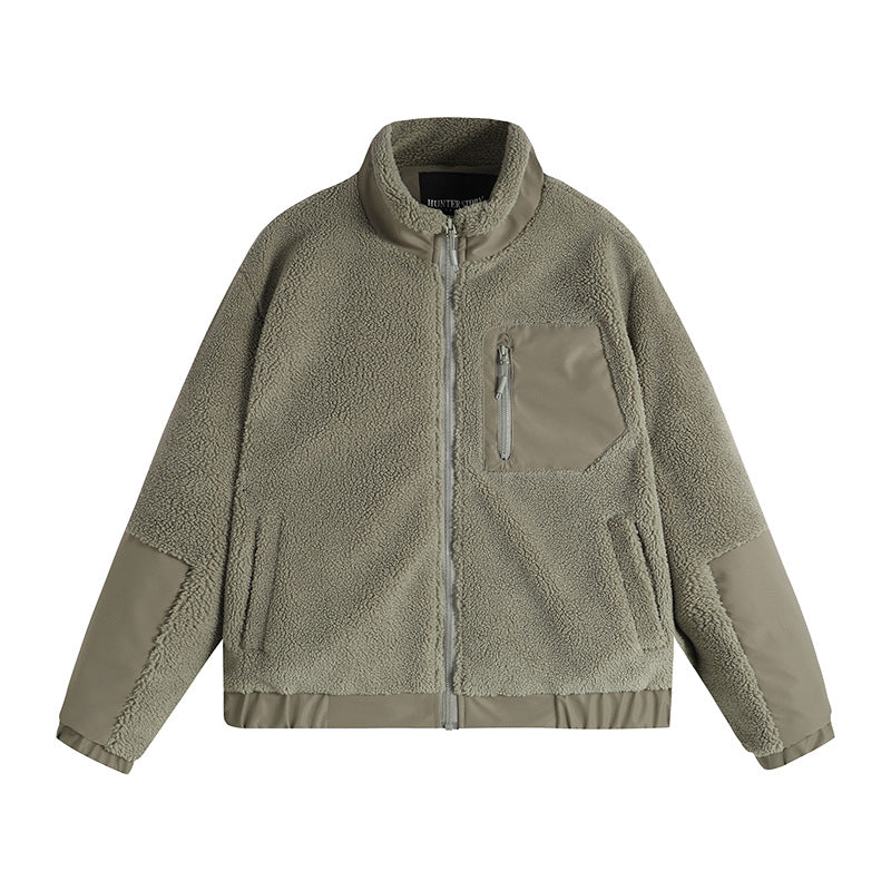 Herren Thermo-Sherpa-Fleecejacke mit Reißverschluss, Brusttasche und verstärkten Ellenbogen Shop Nory
