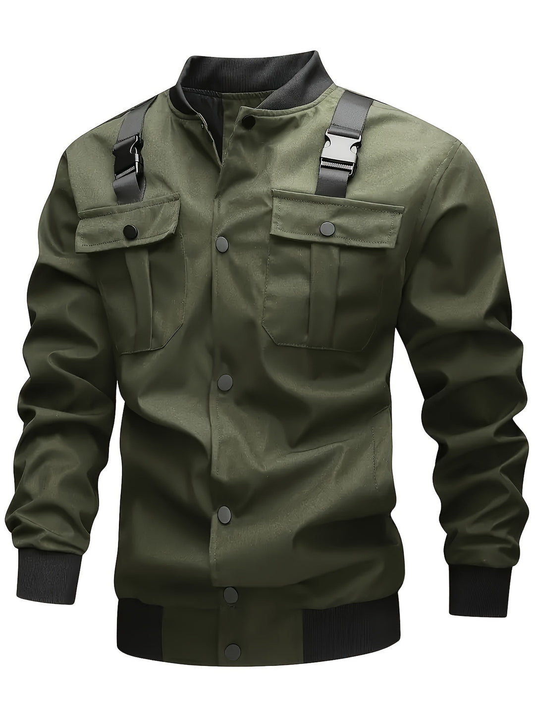 Herren Utility-Bomberjacke mit Brustklappentaschen, Schultergurten und Rippbündchen Shop Nory