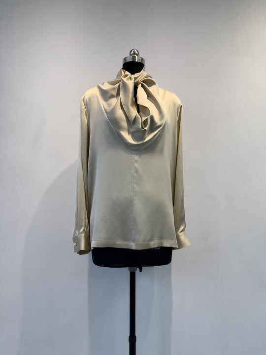 Damen Elegante Satin Kapuzenbluse Shop Nory