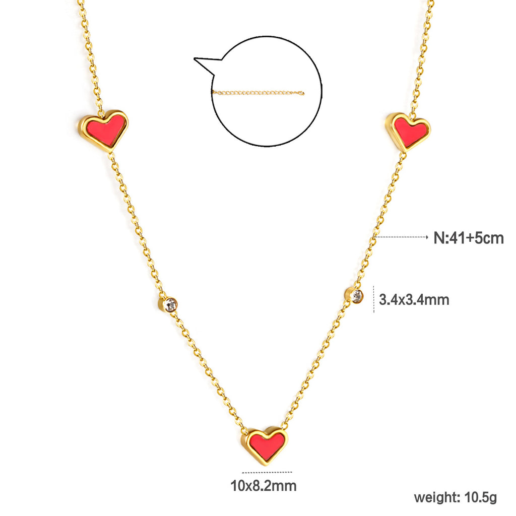 Damen Halskette mit herzförmigen Anhängern und funkelnden Strasssteinen Shop Nory
