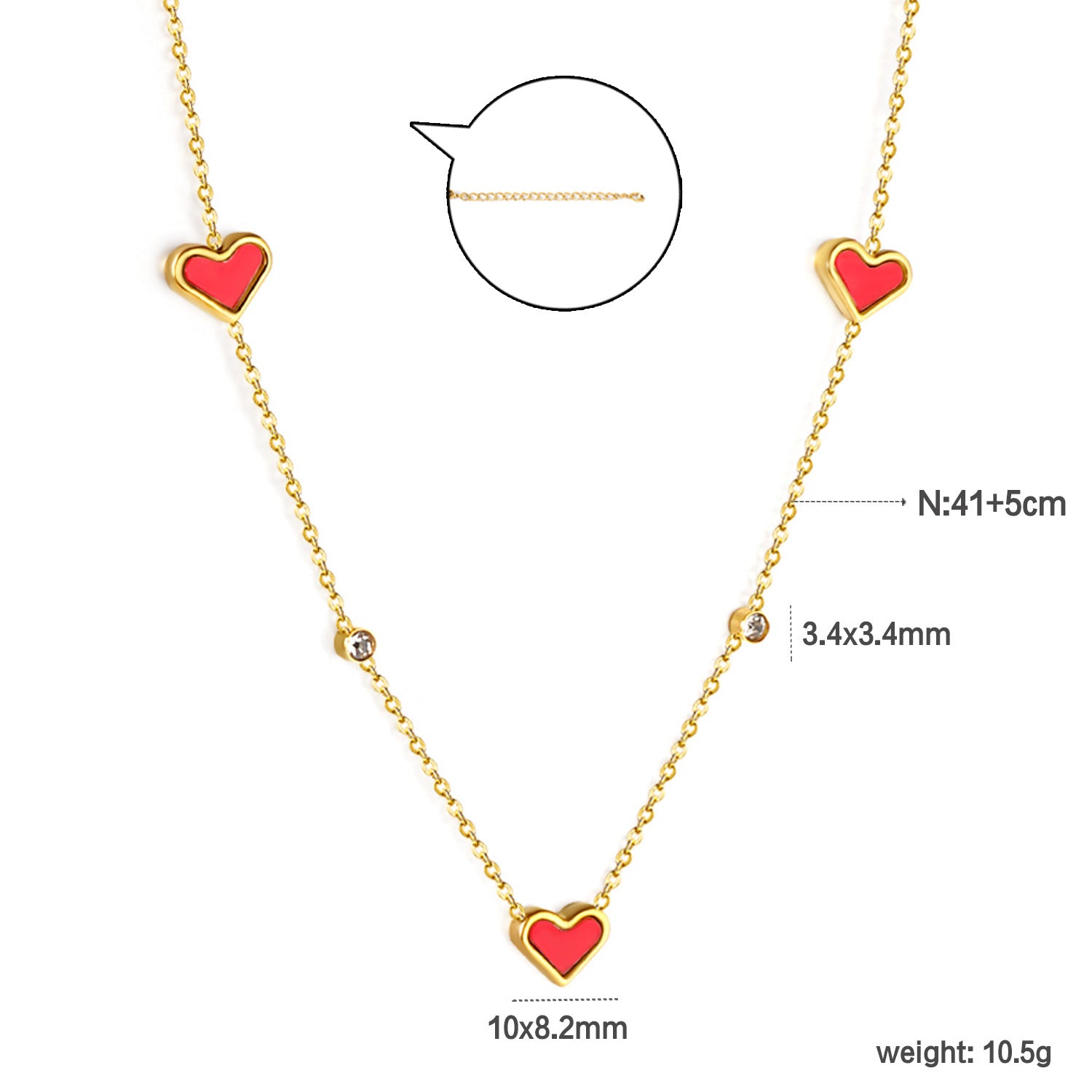 Damen Halskette mit herzförmigen Anhängern und funkelnden Strasssteinen Shop Nory