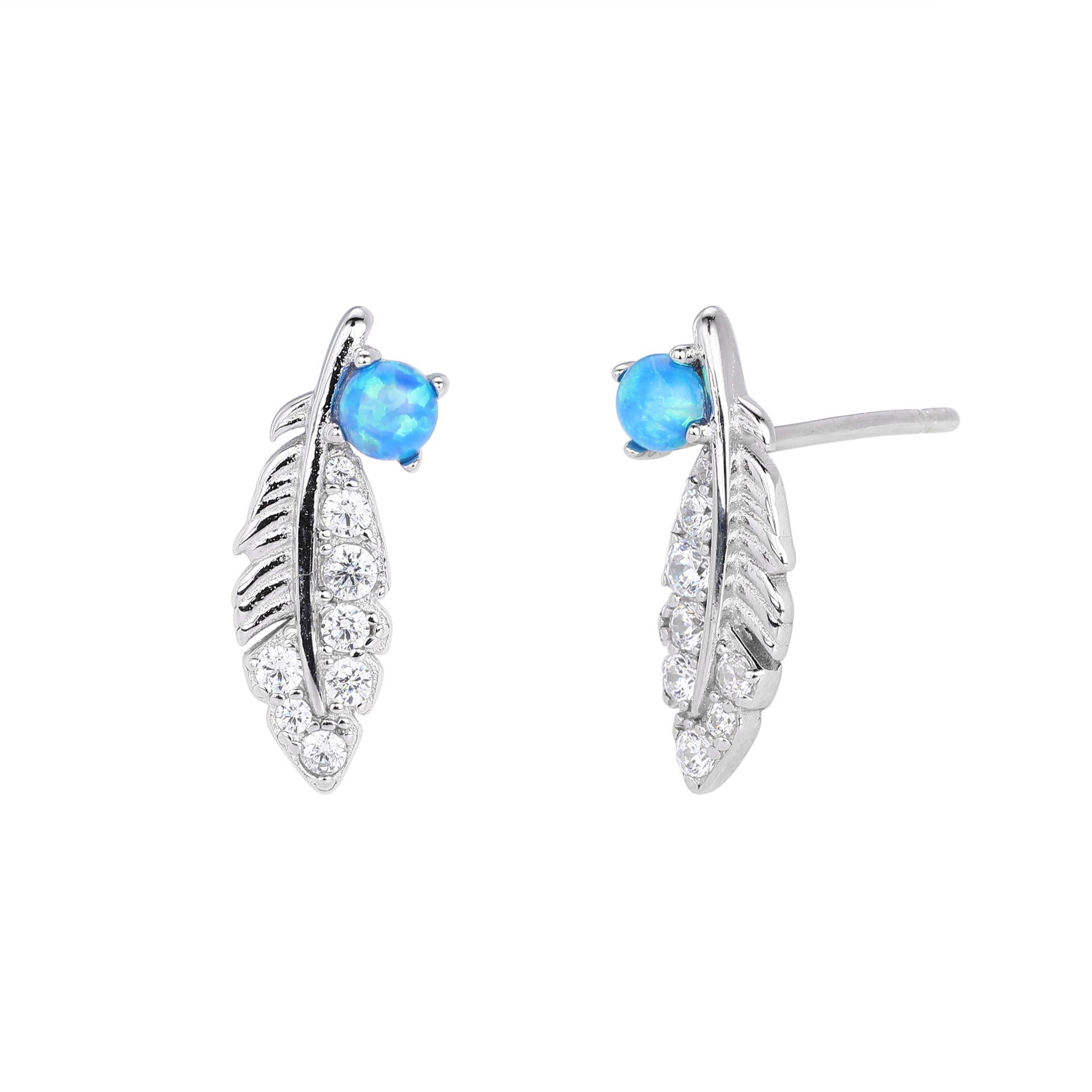 Damen Ohrstecker mit feinem Blattdesign und Zirkonbesatz Shop Nory
