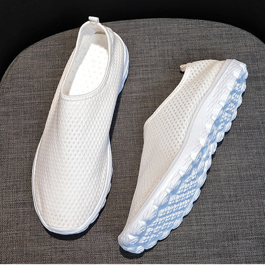 Damen Verspielte Slip-On Sneakers mit medizinischem Cartoon-Print, atmungsaktivem Mesh und gepolsterter Memory-Sohle Shop Nory
