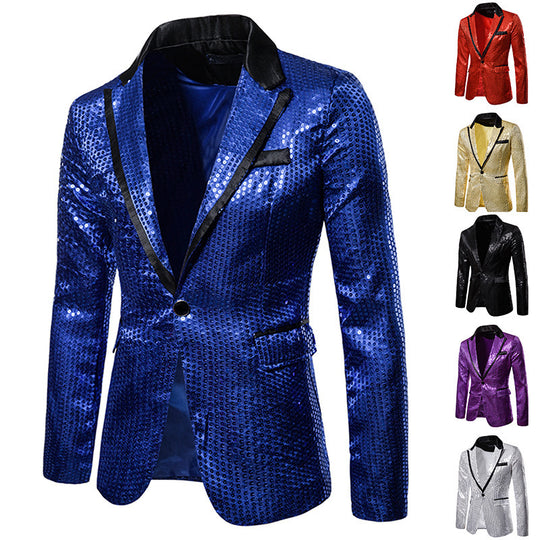 Herren Pailletten-Sakko mit kontrastierendem Revers und taillierter Silhouette Shop Nory