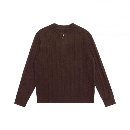 Herren Grobgerippter Halbzip-Pullover aus Merino‑Mix mit Stehkragen Shop Nory