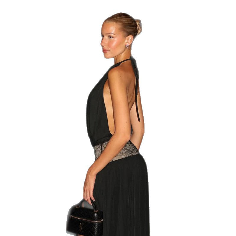 Damen Elegantes Maxikleid mit Spitzenakzenten