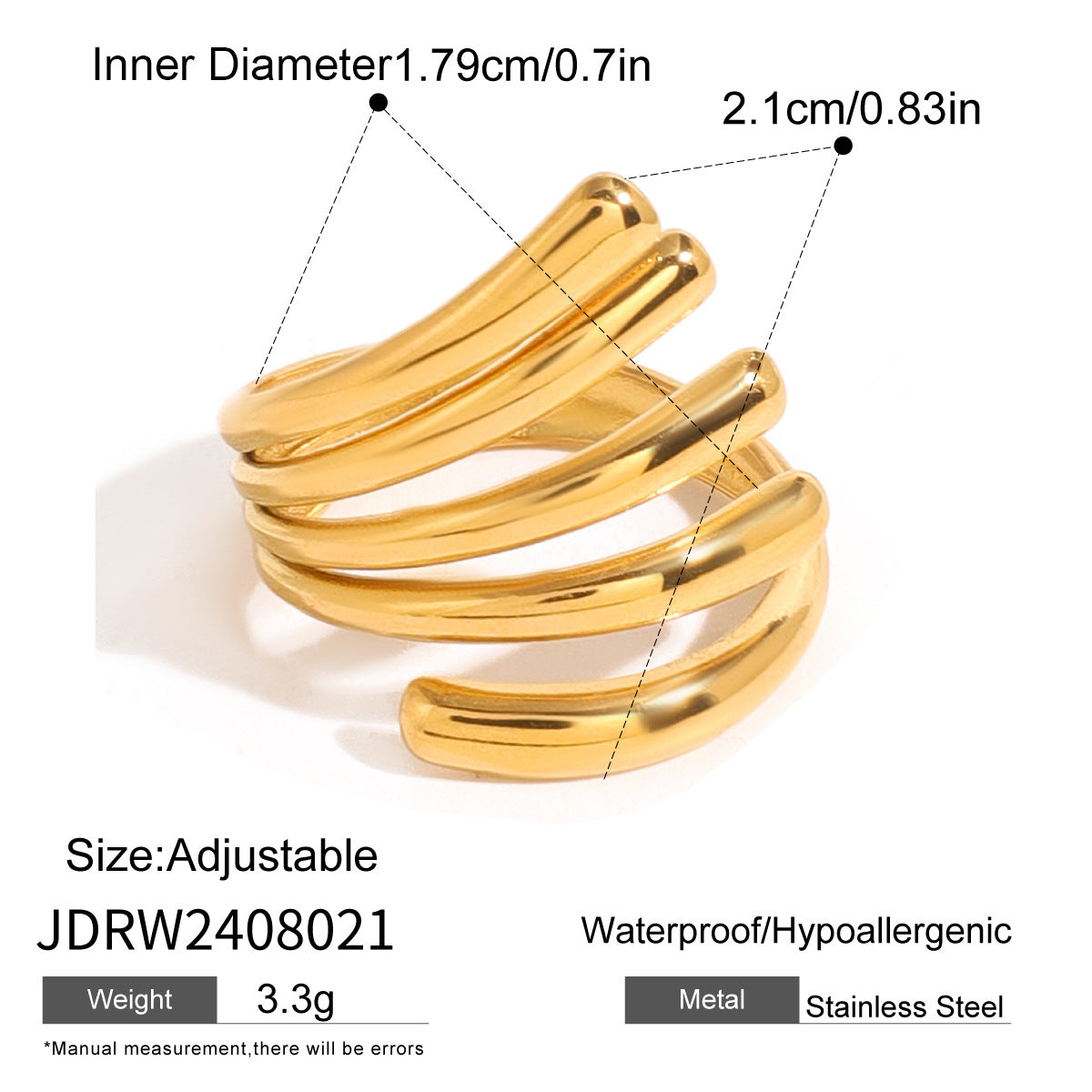Damen Offener Ring mit elegantem Design und dreifacher Struktur Shop Nory