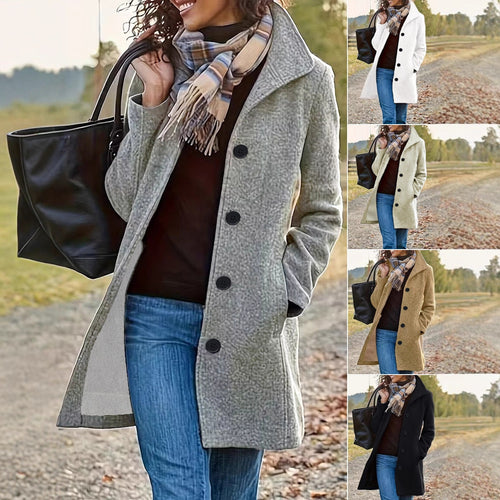 Damen wollähnlicher Teddy-Kurzmantel mit Stehkragen und seitlichen Eingrifftaschen Shop Nory