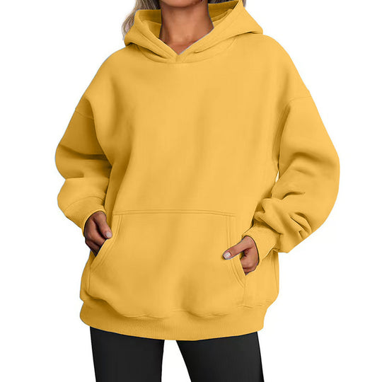 Damen nan Oversize-Kapuzenpullover mit Raglanärmeln, Kängurutasche und weichem Fleece-Innenfutter Shop Nory