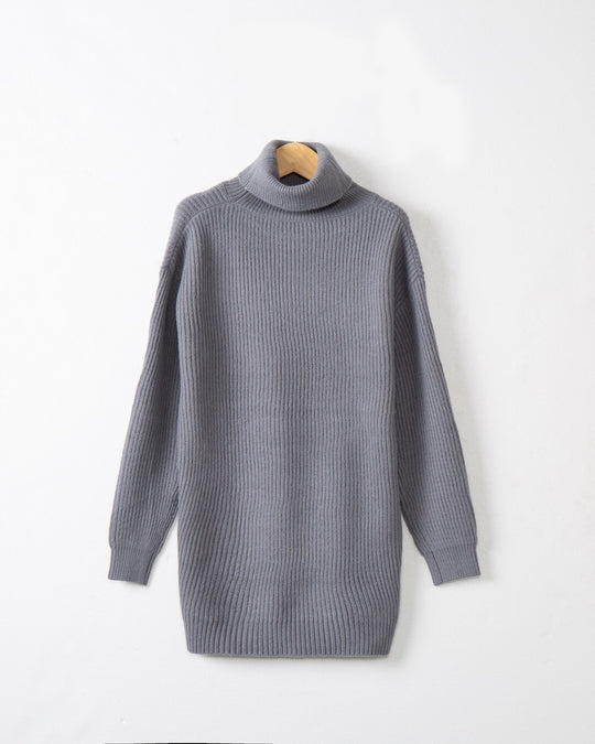 Damen Langer Rippstrick-Rollkragenpullover im Oversize-Schnitt Shop Nory